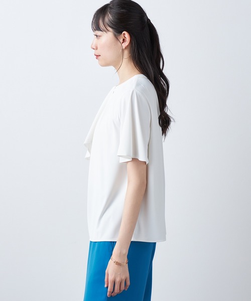 A/C DESIGN BY ALPHA CUBIC(エーシーデザインバイアルファキュービック)の「【接触冷感】ボウタイ風ブラウス(Tシャツ/カットソー・レディース・オフホワイト/ブルー/ブラック・M/L)」の19枚目の写真