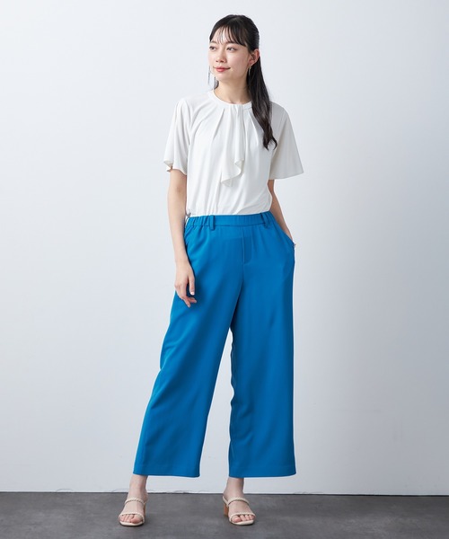 A/C DESIGN BY ALPHA CUBIC(エーシーデザインバイアルファキュービック)の「【接触冷感】ボウタイ風ブラウス(Tシャツ/カットソー・レディース・オフホワイト/ブルー/ブラック・M/L)」の20枚目の写真