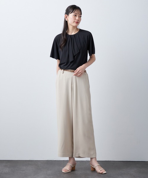 A/C DESIGN BY ALPHA CUBIC(エーシーデザインバイアルファキュービック)の「【接触冷感】ボウタイ風ブラウス(Tシャツ/カットソー・レディース・オフホワイト/ブルー/ブラック・M/L)」の10枚目の写真