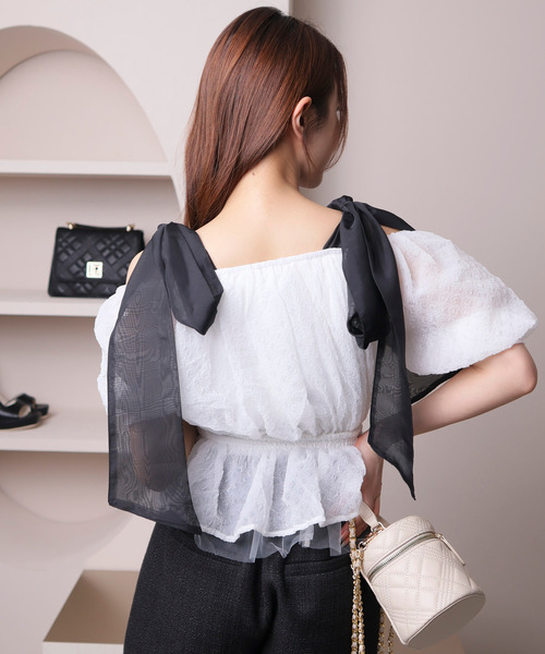 ショルダーリボンオフショルトップス（Tシャツ/カットソー）｜LIPSERVICE（リップサービス）