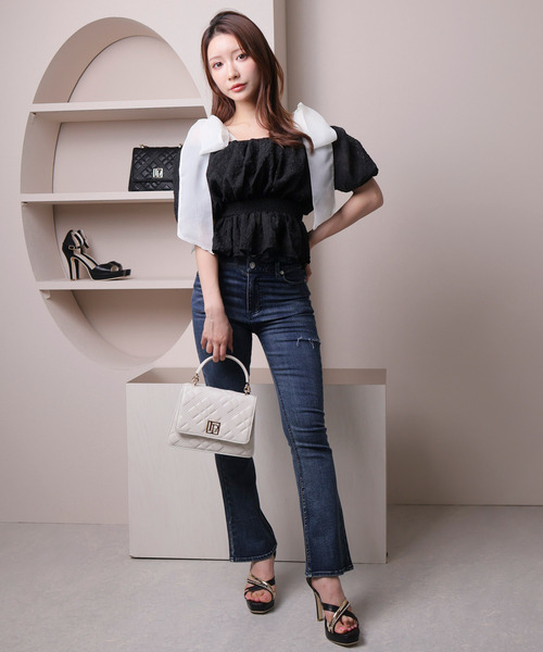 ショルダーリボンオフショルトップス（Tシャツ/カットソー）｜LIPSERVICE（リップサービス）