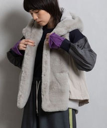 Maglia Plus グレー ファーべスト ファーコート
