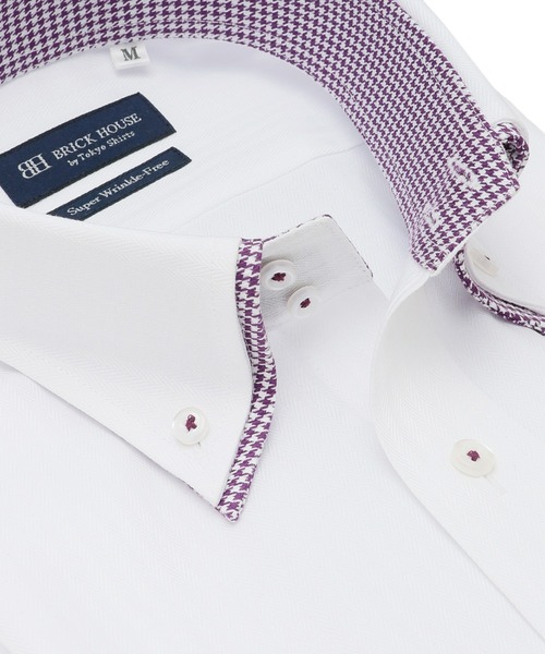 TOKYO SHIRTS(トウキョウシャツ)の「超形態安定ノーアイロン ドゥエボットーニ 半袖ビジネスワイシャツ(ビジネスシャツ・メンズ・ホワイト・首回り39cm/首回り41cm/首回り42cm/首回り43cm/首回り37cm)」の2枚目の写真