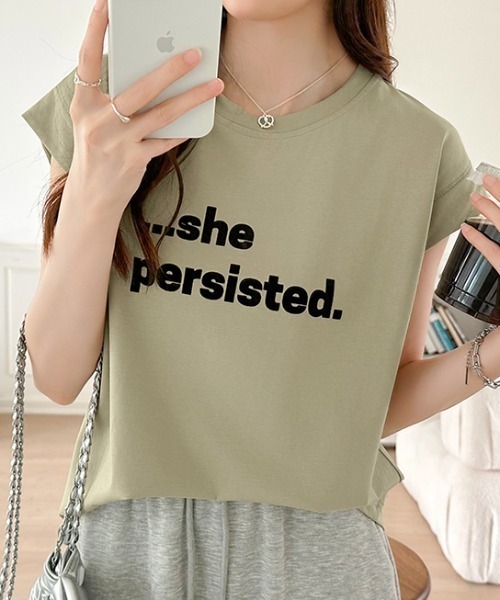 COCOMOMO（ココモモ）の「ロゴTシャツ フレンチスリーブ ロゴプリント（Tシャツ/カットソー・レディース・ホワイト/ブルー/グリーン・FREE）」の17枚目の写真