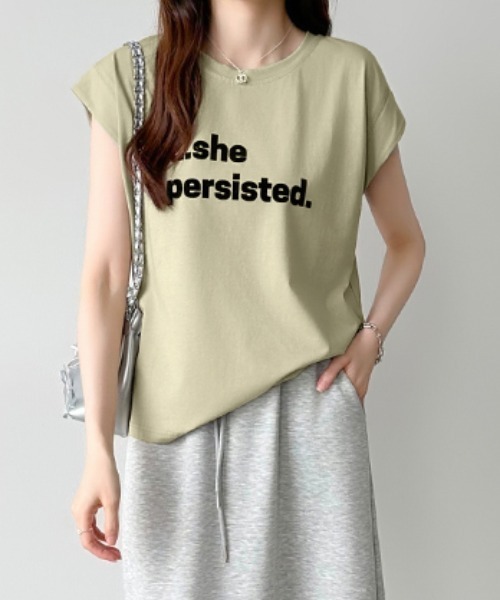 COCOMOMO（ココモモ）の「ロゴTシャツ フレンチスリーブ ロゴプリント（Tシャツ/カットソー・レディース・ホワイト/ブルー/グリーン・FREE）」の16枚目の写真