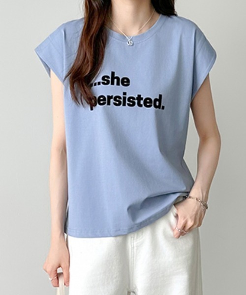 COCOMOMO（ココモモ）の「ロゴTシャツ フレンチスリーブ ロゴプリント（Tシャツ/カットソー・レディース・ホワイト/ブルー/グリーン・FREE）」の10枚目の写真