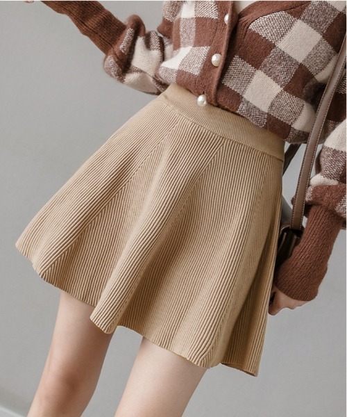 セール】コットン ニット フレア ミニ スカート（スカート