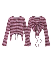 【HOOK】for girls　グラデーションボーダーシャーリングプルオーバー