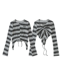【HOOK】for girls グラデーションボーダーシャーリングプルオーバー