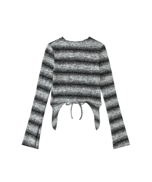 HOOK(フック)の「【HOOK】for girls グラデーションボーダーシャーリングプルオーバー(Tシャツ/カットソー・レディース・ブラック/ピンク・L/S/M)」の7枚目の写真