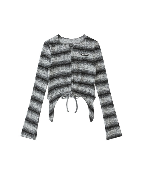 HOOK(フック)の「【HOOK】for girls グラデーションボーダーシャーリングプルオーバー(Tシャツ/カットソー・レディース・ブラック/ピンク・L/S/M)」の6枚目の写真