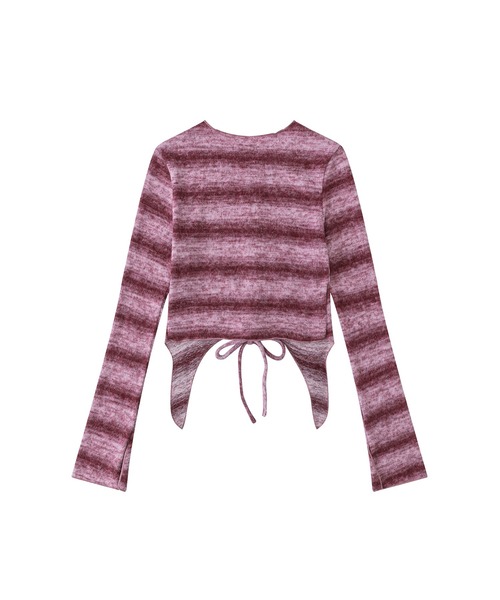 HOOK(フック)の「【HOOK】for girls グラデーションボーダーシャーリングプルオーバー(Tシャツ/カットソー・レディース・ブラック/ピンク・L/S/M)」の10枚目の写真