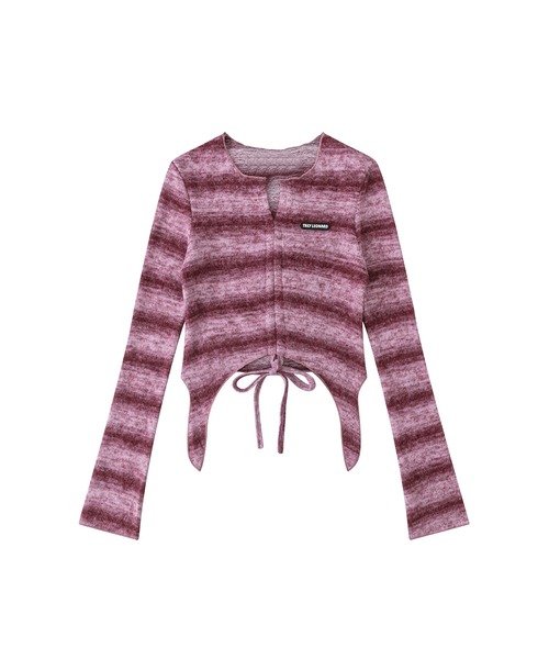 HOOK(フック)の「【HOOK】for girls グラデーションボーダーシャーリングプルオーバー(Tシャツ/カットソー・レディース・ブラック/ピンク・L/S/M)」の9枚目の写真