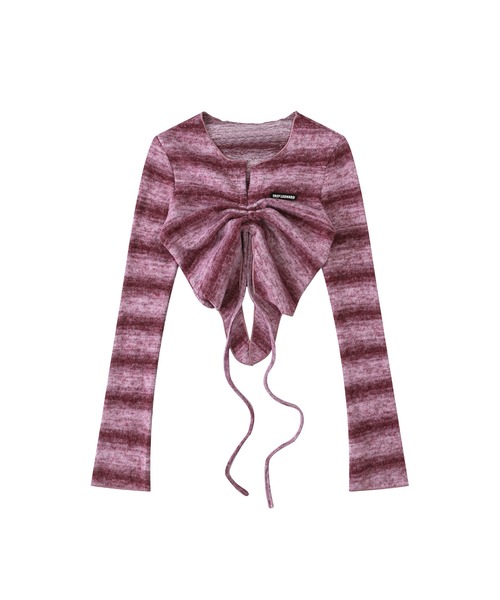 HOOK(フック)の「【HOOK】for girls グラデーションボーダーシャーリングプルオーバー(Tシャツ/カットソー・レディース・ブラック/ピンク・L/S/M)」の8枚目の写真