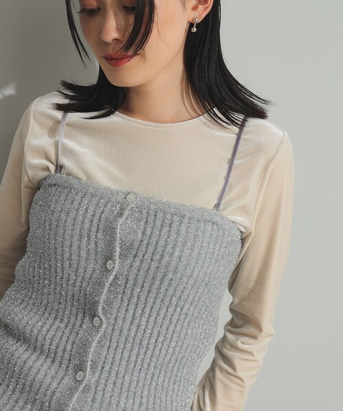 Ray BEAMS（レイビームス）の「ストレッチ ベロア クルーネック Tシャツ（Tシャツ/カットソー・レディース・アイボリー/ブルー/ピンク・ONE SIZE）」の13枚目の写真