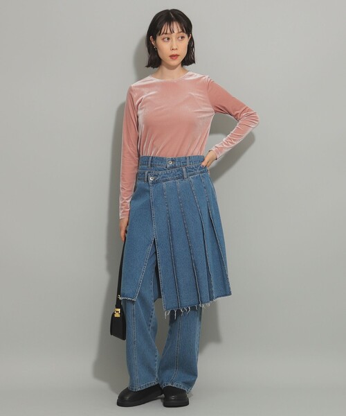 Ray BEAMS（レイビームス）の「ストレッチ ベロア クルーネック Tシャツ（Tシャツ/カットソー・レディース・アイボリー/ブルー/ピンク・ONE SIZE）」の16枚目の写真