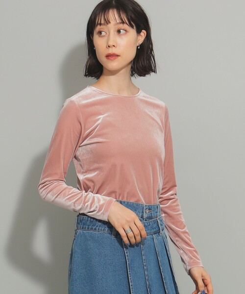 Ray BEAMS（レイビームス）の「ストレッチ ベロア クルーネック Tシャツ（Tシャツ/カットソー・レディース・アイボリー/ブルー/ピンク・ONE SIZE）」の18枚目の写真