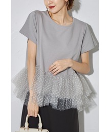 【ZOZO限定】ドットチュールペプラムT