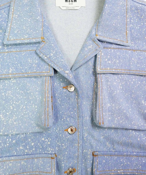MSGM（エムエスジーエム）の「マルチポケット グリッターデニムジャケット（デニムジャケット・レディース・ライトブルー・38）」の7枚目の写真