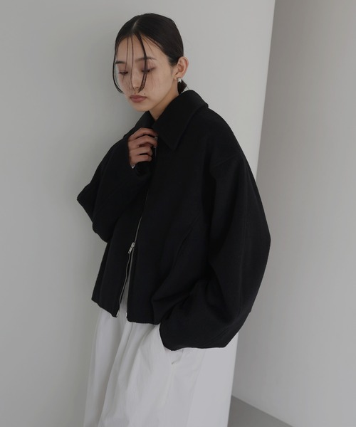 フェイクビーバー ショート丈Wジップブルゾン（ブルゾン）｜hellam（へ