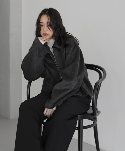 フェイクビーバー ショート丈Wジップブルゾン（ブルゾン）｜hellam（へ