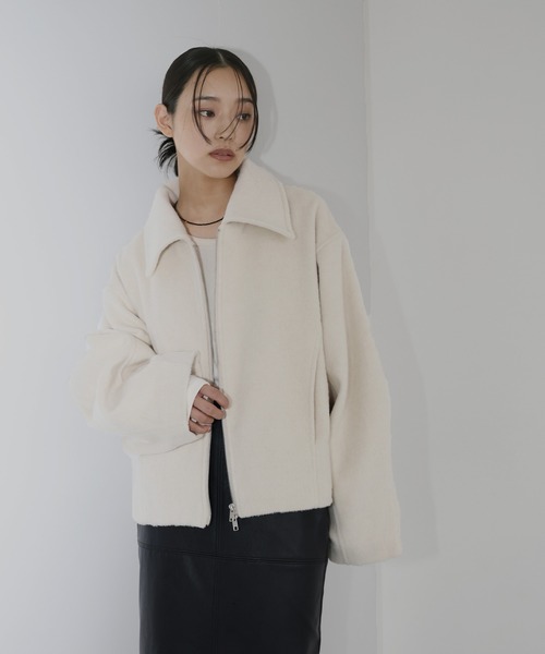 hellam（へラム）の「フェイクビーバー ショート丈Wジップブルゾン