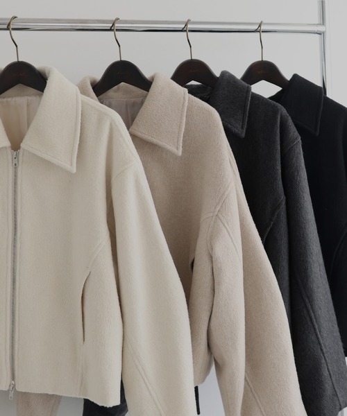 hellam フェイクウール ショート丈 Wジップブルゾン hellam（へラム）の「Wジップショートブルゾン（ブルゾン）」 - WEAR