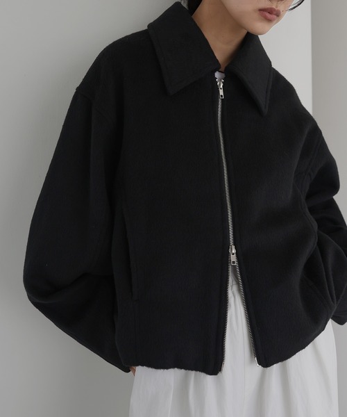 フェイクビーバー ショート丈Wジップブルゾン（ブルゾン）｜hellam（へ