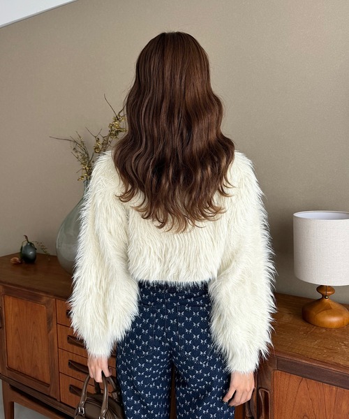 INTER FACTORY(インターファクトリー)の「ゆづき / フェザーショートカーディガン made in INTER FACTORY(カーディガン/ボレロ・レディース・ピンク/チャコールグレー/アイボリー・FREE)」の16枚目の写真