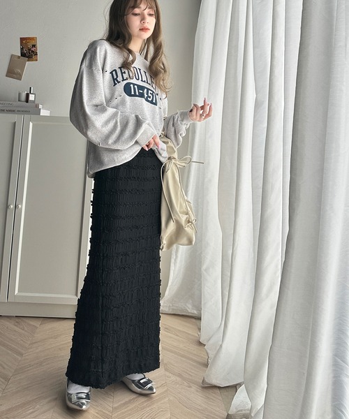 セール】旬顔コーデが完成。ジャガードレースタイトスカート(ロング丈