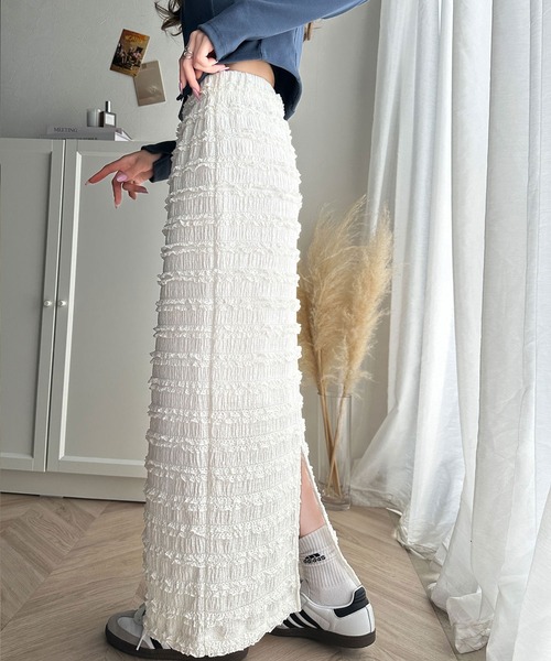 classicalelf(クラシカルエルフ)の「旬顔コーデが完成。ジャガードレースタイトスカート(ロング丈)(スカート・レディース・アイボリー/ブラック・X-LARGE/SMALL/MEDIUM/LARGE)」の6枚目の写真