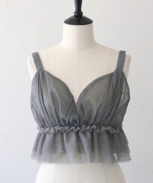 CLEIO（クレイオ）の「【CLEIO】チュールフリルビスチェ／ビスチェキャミ/TULLE RUFFLE BUSTIER/940-12617（キャミソール・レディース・ホワイト/ブラック/グレー・FREE）」の6枚目の写真