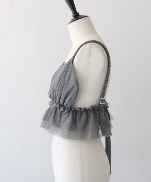 CLEIO（クレイオ）の「【CLEIO】チュールフリルビスチェ／ビスチェキャミ/TULLE RUFFLE BUSTIER/940-12617（キャミソール・レディース・ホワイト/ブラック/グレー・FREE）」の7枚目の写真