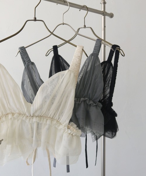 CLEIO（クレイオ）の「【CLEIO】チュールフリルビスチェ／ビスチェキャミ/TULLE RUFFLE BUSTIER/940-12617（キャミソール・レディース・ホワイト/ブラック/グレー・FREE）」の4枚目の写真
