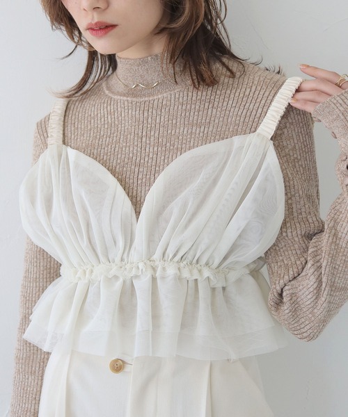 CLEIO（クレイオ）の「【CLEIO】チュールフリルビスチェ／ビスチェキャミ/TULLE RUFFLE BUSTIER/940-12617（キャミソール・レディース・ホワイト/ブラック/グレー・FREE）」の21枚目の写真