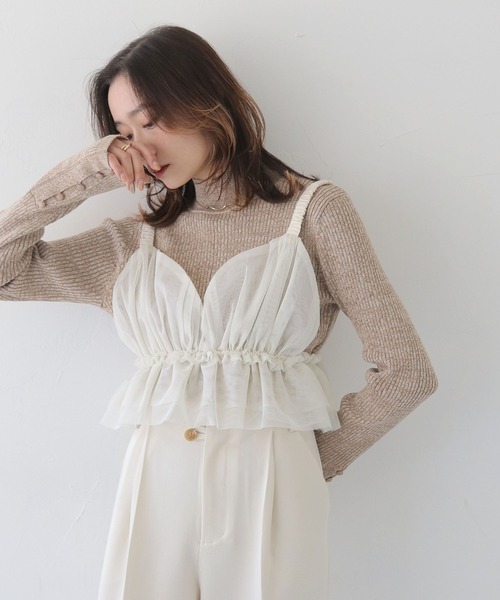 CLEIO（クレイオ）の「【CLEIO】チュールフリルビスチェ／ビスチェキャミ/TULLE RUFFLE BUSTIER/940-12617（キャミソール・レディース・ホワイト/ブラック/グレー・FREE）」の19枚目の写真