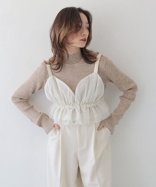 CLEIO（クレイオ）の「【CLEIO】チュールフリルビスチェ／ビスチェキャミ/TULLE RUFFLE BUSTIER/940-12617（キャミソール・レディース・ホワイト/ブラック/グレー・FREE）」の20枚目の写真