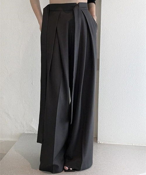 c.u.l(シーユーエル)の「ウエストリボン ハイウエストドレープワイドスラックス culw756(スラックス・レディース・ブラウン/グレー/ブラック・L/M)」の15枚目の写真