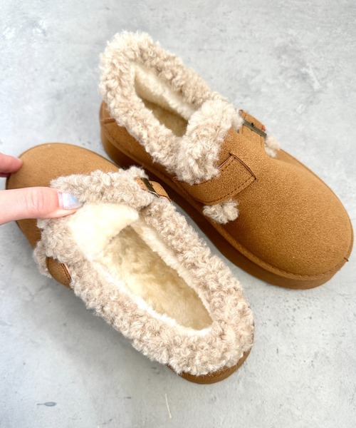 SOLLON.(ソルロン)の「ボアムートン厚底シューズ(スリッポン・レディース・ブラック/キャメル/ベージュ・23.5cm/24.5cm/22.5cm)」の8枚目の写真