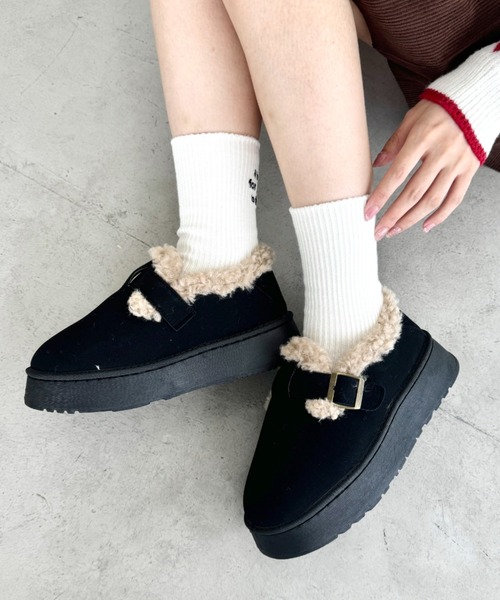 SOLLON.(ソルロン)の「ボアムートン厚底シューズ(スリッポン・レディース・ブラック/キャメル/ベージュ・23.5cm/24.5cm/22.5cm)」の18枚目の写真