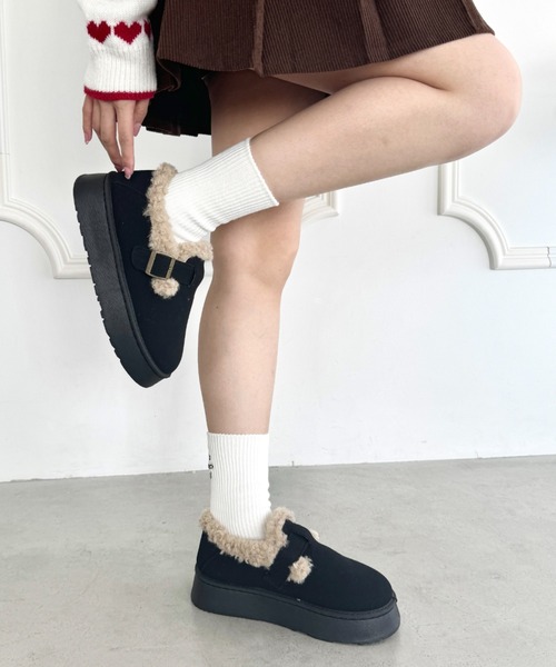 SOLLON.(ソルロン)の「ボアムートン厚底シューズ(スリッポン・レディース・ブラック/キャメル/ベージュ・23.5cm/24.5cm/22.5cm)」の20枚目の写真