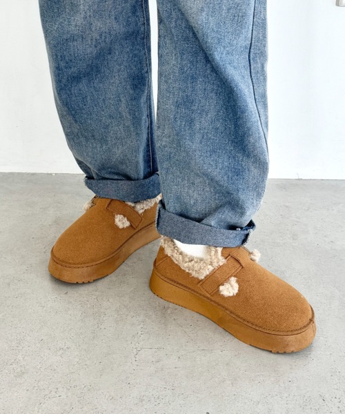 SOLLON.(ソルロン)の「ボアムートン厚底シューズ(スリッポン・レディース・ブラック/キャメル/ベージュ・23.5cm/24.5cm/22.5cm)」の15枚目の写真