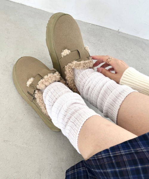 SOLLON.(ソルロン)の「ボアムートン厚底シューズ(スリッポン・レディース・ブラック/キャメル/ベージュ・23.5cm/24.5cm/22.5cm)」の6枚目の写真