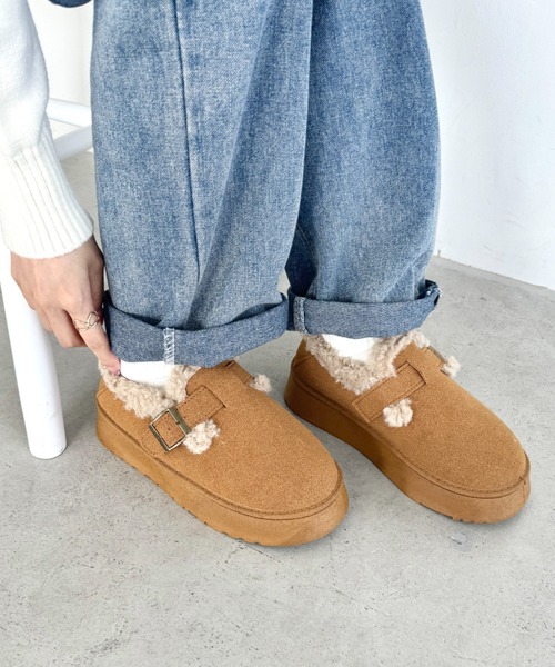 SOLLON.(ソルロン)の「ボアムートン厚底シューズ(スリッポン・レディース・ブラック/キャメル/ベージュ・23.5cm/24.5cm/22.5cm)」の12枚目の写真