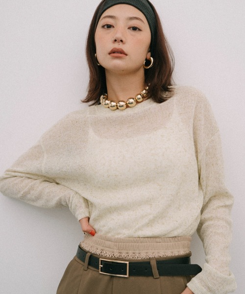 HANNE（アン）の「ルーズシアーロンTEE（Tシャツ/カットソー・レディース・ライトグリーン/グレー・FREE）」の2枚目の写真