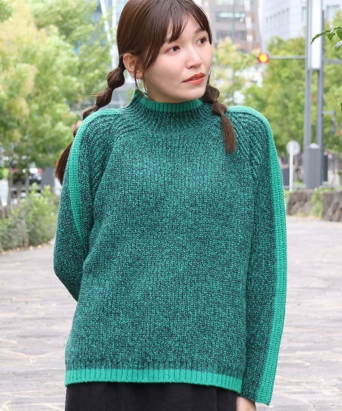 チチカカ(チチカカ)の「モヘアタッチラインプルオーバー(ニット/セーター・レディース・オレンジ/グリーン/ブルー・FREE)」の1枚目の写真