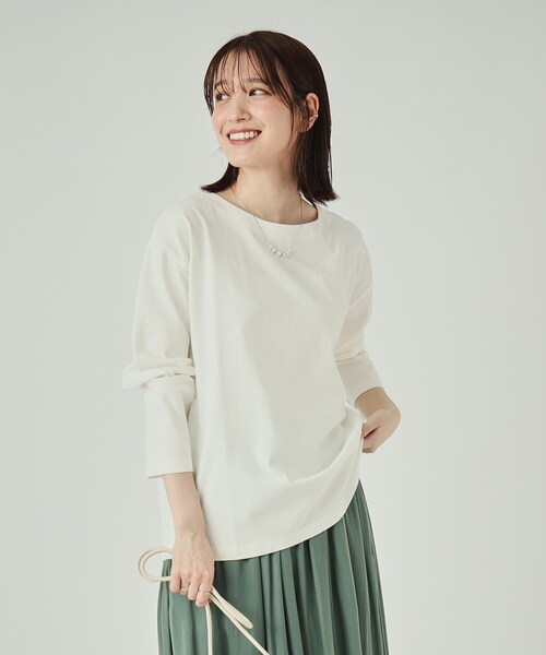 DRESKIP(ドレスキップ)の「◆【洗える】抜け感ある着こなしに ドロップショルダーゆるロンT(Tシャツ/カットソー・レディース・オフホワイト/ホワイト系5/ブラック/ライトベージュ/グリーン/ベージュ系2・02/03/04)」の17枚目の写真