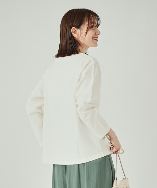 DRESKIP(ドレスキップ)の「◆【洗える】抜け感ある着こなしに ドロップショルダーゆるロンT(Tシャツ/カットソー・レディース・オフホワイト/ホワイト系5/ブラック/ライトベージュ/グリーン/ベージュ系2・02/03/04)」の18枚目の写真