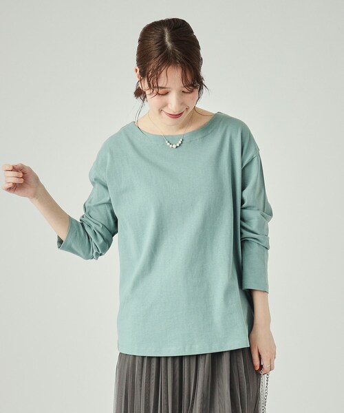 DRESKIP(ドレスキップ)の「◆【洗える】抜け感ある着こなしに ドロップショルダーゆるロンT(Tシャツ/カットソー・レディース・オフホワイト/ホワイト系5/ブラック/ライトベージュ/グリーン/ベージュ系2・02/03/04)」の21枚目の写真