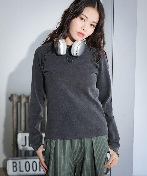 PBLIM（ページボーイリム）の「PBLIM/ロゴシシュウリブプルオーバー（Tシャツ/カットソー・レディース・イエロー/ブラック/グレー・FREE）」の2枚目の写真